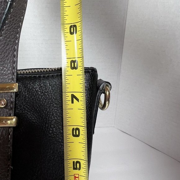 Liz Claiborne Kelsey Handbag Purse Mini Tote 7.5" Black & Grey Vegan Leather - Picture 9 of 16